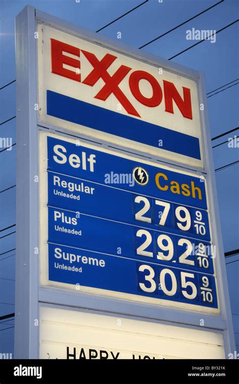 Exxon Sign With Gas Prices Stock Photo Alamy