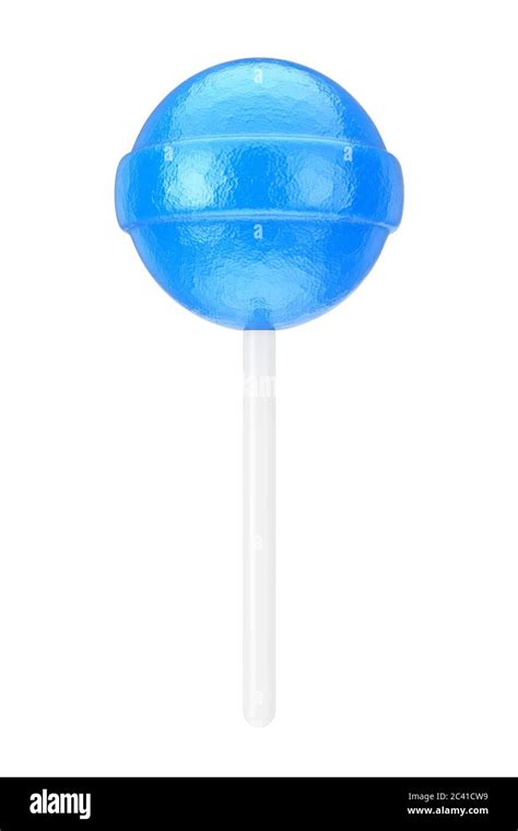 Sweet Candy Blue Lollipop On A White Background 3d Rendering Stock
