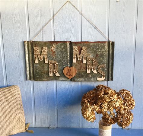 Large Tin Sign Rustic Roof Tin Mr And Mrs Sign Display 2 Ft Etsy