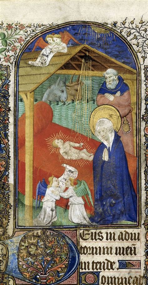 Nativity From Terce In The Hours Of The Virgin Illuminated Manuscript