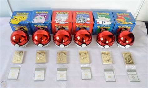 1999 Burger King Pokemon 23k Gold Card Complete Set Of 6 With Pokeball