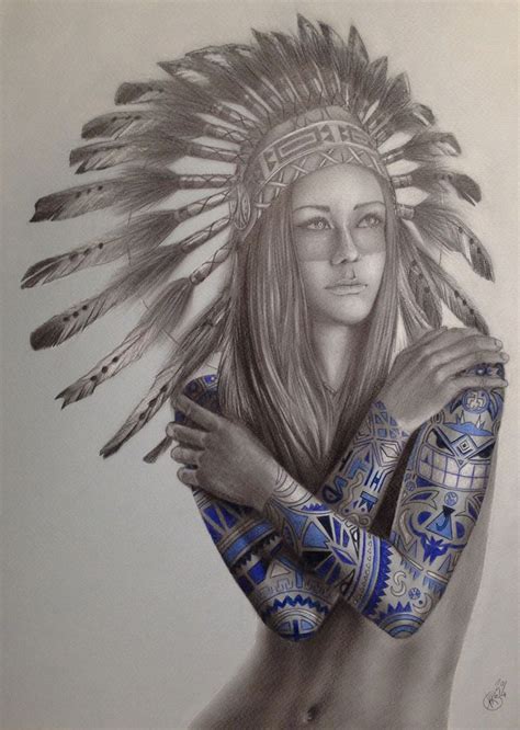 Davide Franceschini 2d Art Native American Tattoos Native Girls Drawings