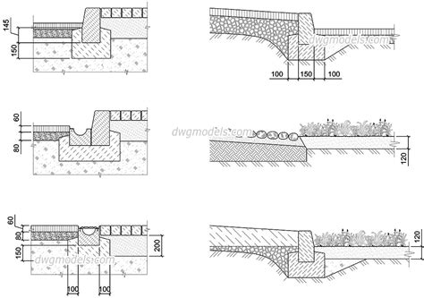 Cross Sections Of Pavement Autocad 2d Dwg Drawings