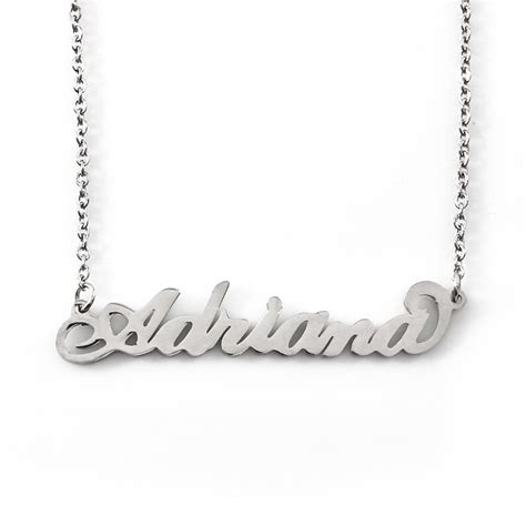 Adriana Italic Silver Tone Name Necklace Personalized Etsy