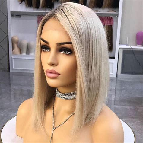 Short Bob Ombre Platium Blonde Lace Front Wigs Full Lace Human Hair