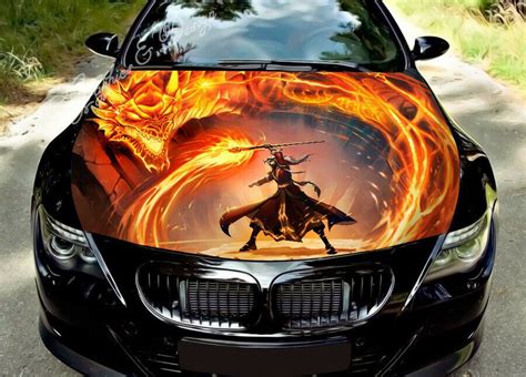 Fire Dragon Car Hood Wrap Decal Vinyl Sticker Full Color Graphic Fit