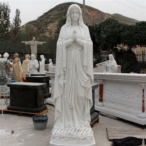 High Quality White Marble Blessed Mother Mary Statues For Outside Chs