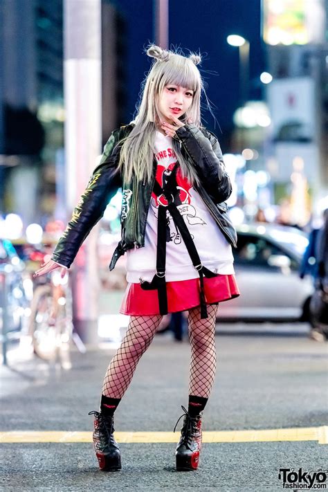 Japanese Singer Asachill In Harajuku Sporting A Fun Punky Outfit With