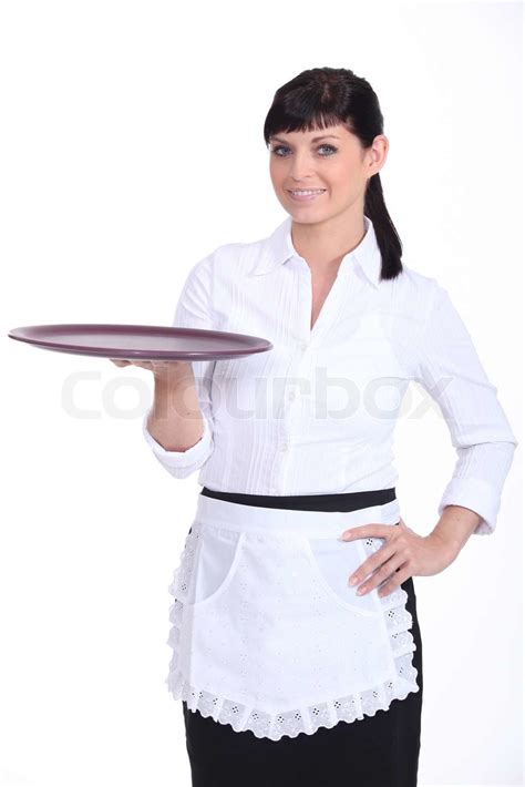 Waitress With An Empty Tray Stock Image Colourbox