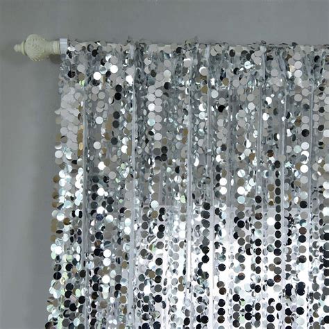 2 Pack 52x96 Silver Big Payette Sequin Window Treatment Home Decor