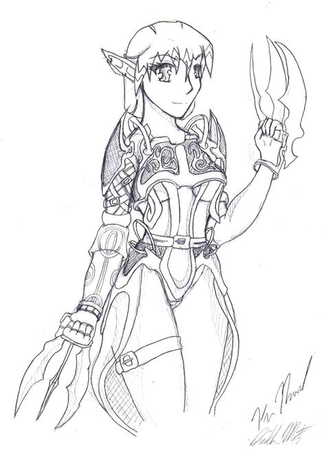 Female Elf Warrior Coloring Pages