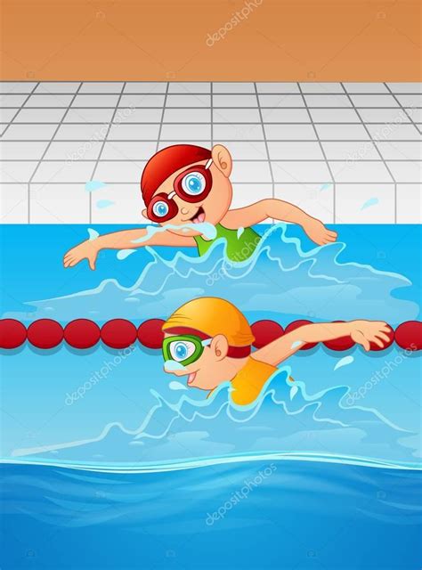 Imágenes Nadadores Para Niños Nadador Niño De Dibujos Animados En La