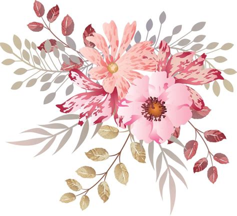 Set Of Pink Watercolor Floral Png Vector Flowers Flower Png Images
