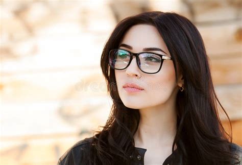 Portrait Of A Beautiful Hipster Girl In Glasses Concept Beautiful Eyes Beautiful Smile Vision