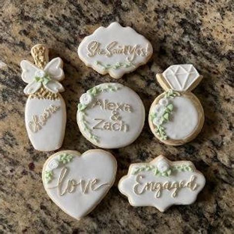 Engagement Cookies With Greenery Etsy