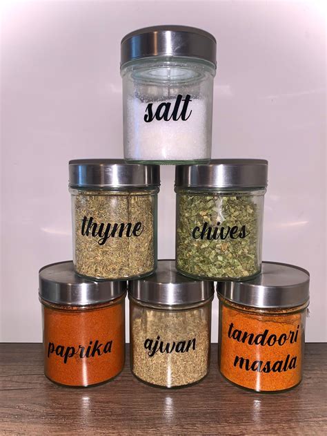 Set Of 10 Custom Labels For Spice Jars Etsy Uk