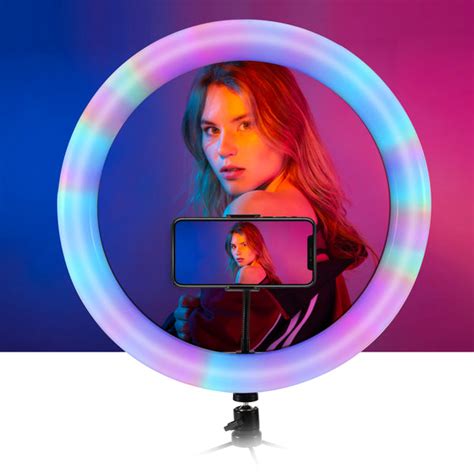 Multi Color Led Selfie Ring Light With Small Tripod