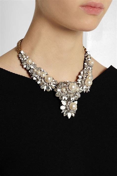 Shourouk Apolonia Gold Plated Swarovski Crystal And Pearl Necklace Net A Porter Com