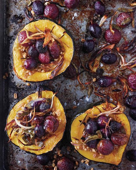 Roasted Squash With Shallots Grapes And Sage Recipe