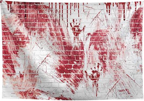 Allenjoy 10x8ft Bloody White Brick Wall Backdrop For Halloween Festival