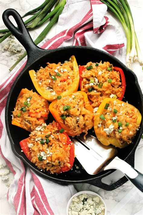 Buffalo Chicken Stuffed Peppers And They Cooked Happily Ever After