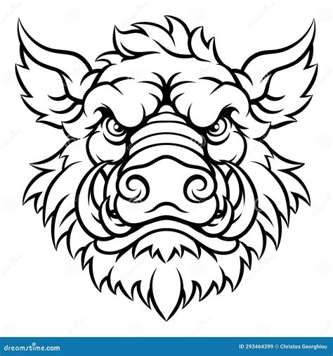 Boar Wild Hog Razorback Warthog Mascot Pig Cartoon Stock Vector