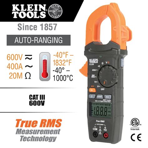 Klein Tools Non Contact Lcd Clamp Meter Multimeter 400 Amp 600 Volt In