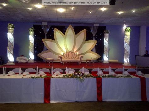 1 Indian Lotus Flower Wedding Stage With The Colour Theme Pinkred And