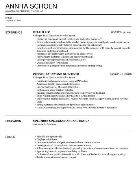 Passenger Service Agent Resume - Helendining Blog