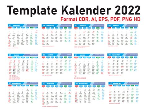 Template Kalender 2022 Vector Format Cdr Ai Eps Png Hd Gudril Logo