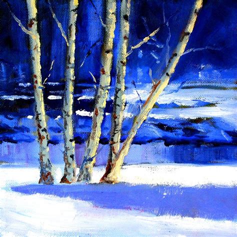 Winter Birch Tree Oil Painting Original Northwest Scene Etsy