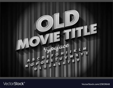 Retro Style Font Old Movie Title Screen Alphabet Vector Image