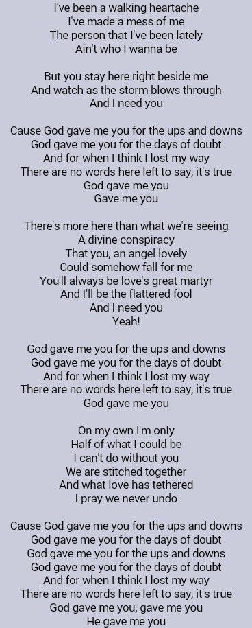 Blake Shelton . God Gave Me You | Country music quotes, Music quotes ...