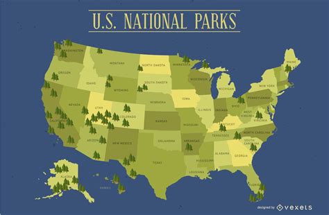 Descarga Vector De Mapa De Parques Nacionales De Estados Unidos
