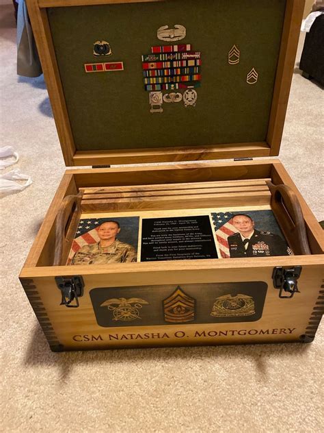 Custom Military Retirement Keepsake Shadow Box Relic Wood Military