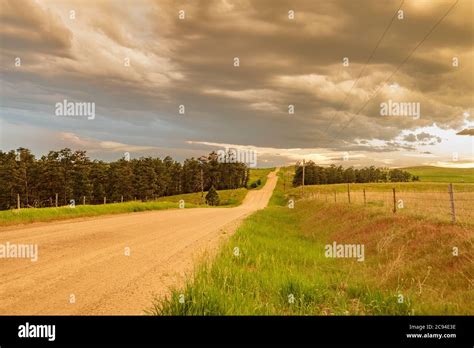 Image Of A Classic Backcountry Dirt Road In The Midwest With A