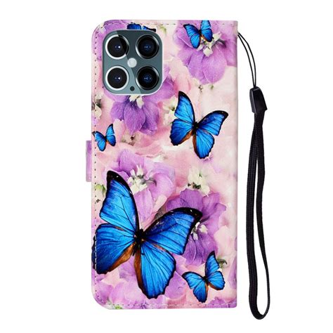 Iphone 12 mini och iphone 12 står emot vatten, stänk och damm. iPhone 12/iPhone 12 Pro Fodral Motiv Blåa Fjärilar och ...