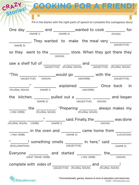 Fill In The Blanks Story 2 Pdf Verb Adjective
