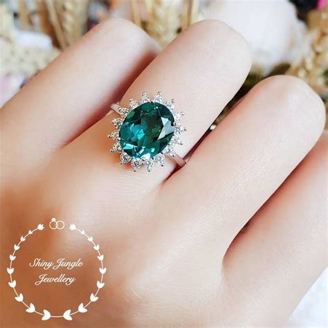 Indicolite Tourmaline Ring Bluish Green Tourmaline Ring Cluster Ring