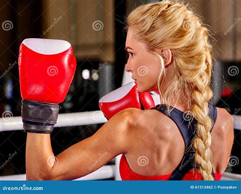 Portrait Of Sport Blond Girl Boxing Stock Photo Image Of