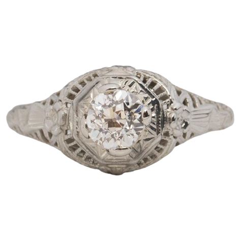 Gia 62 Carat Art Deco Diamond 18 Karat White Gold Engagement Ring For