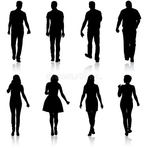 Silhouette Group Of People Standing On White Background Stock Vector