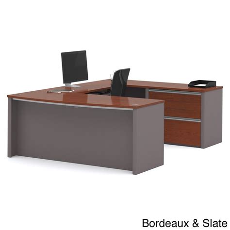 It is created of a durable 1.5″ commercial grade surface with melamine finish that resists scratches, stains, wear, a durable 1″ thick commercial grade work surface with melamine finish. Bestar Connexion U-shaped Workstation Desk Kit (Antigua ...
