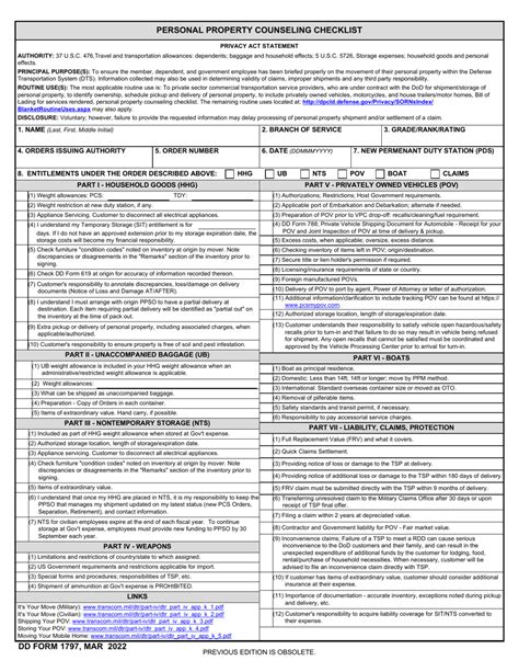 Dd Form 1797 Download Fillable Pdf Or Fill Online Personal Property