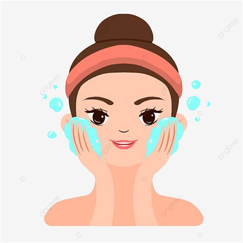 Skin Care Products Clipart Vector Skin Care Character Girl Washing Her