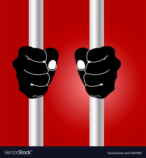 Hand Holding Prison Bars On Red Royalty Free Vector Image