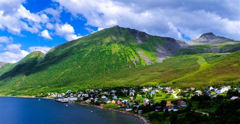 Nature Landscape Mountain Town House Norway Clouds Water Trees