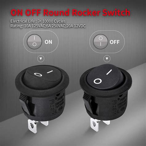 DaierTek Circle Round Rocker Switch ON Off SPST 20mm Mini 12 Volt
