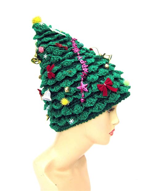 Christmas Tree Hat Crochet Hat Creative Hat Green Hat By Iryna