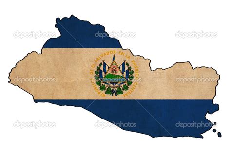 El Salvador Mapa En El Dibujo De La Bandera Grunge Y Serie Bandera